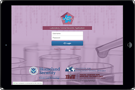 Screenshot of the Laboratory Animal Records Application (LARA) web application.